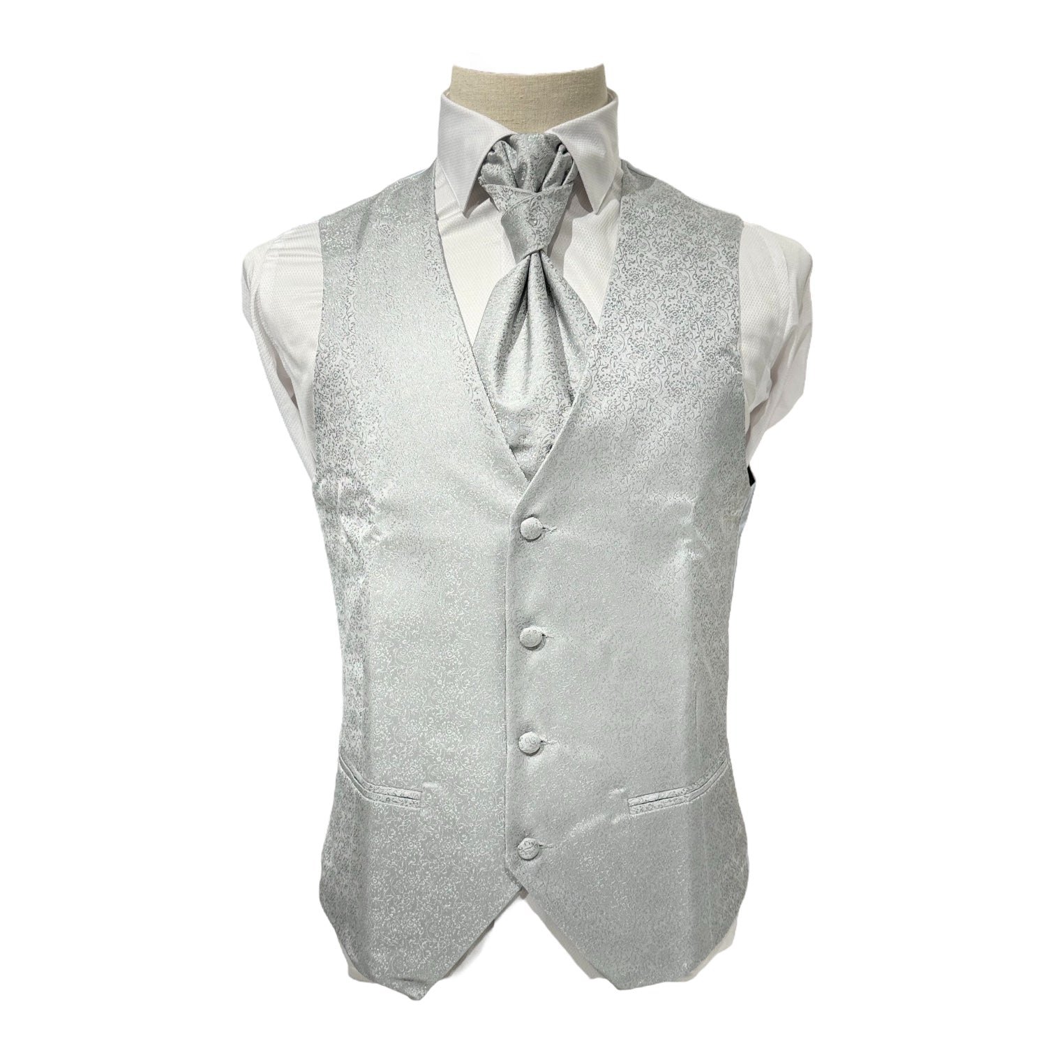 SINGLE BREASTED DAMASK WAISTCOAT GREY